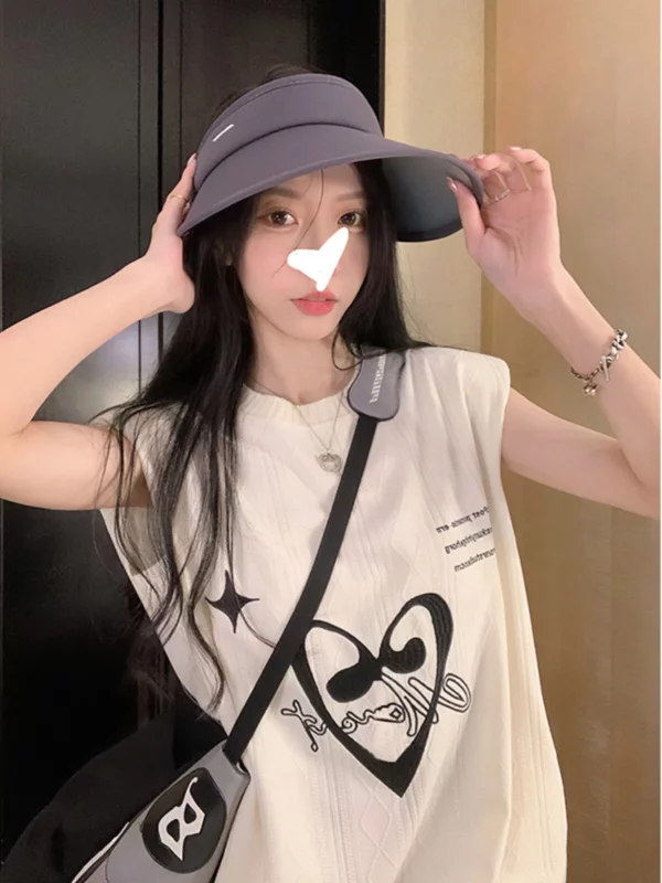 复古针织背心连衣裙女装夏季2023新款字母印花小个子宽松休闲裙子 - 图片 3