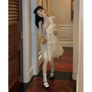 夏季纯欲风甜美初恋设计感温柔气质连衣裙法式艺术感裙子轻奢女装