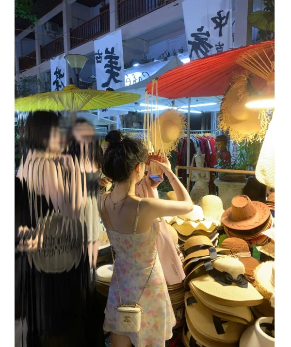 吸吸购物中心/小甜椒/女装春季2023新款裙子红色无袖吊带连衣裙 - 图片 3