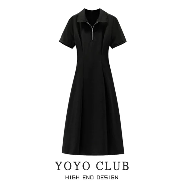 YOYO CLUB大码女装盐系穿搭轻熟连衣裙夏胖mm显瘦长款遮肉polo裙 - 图片 3