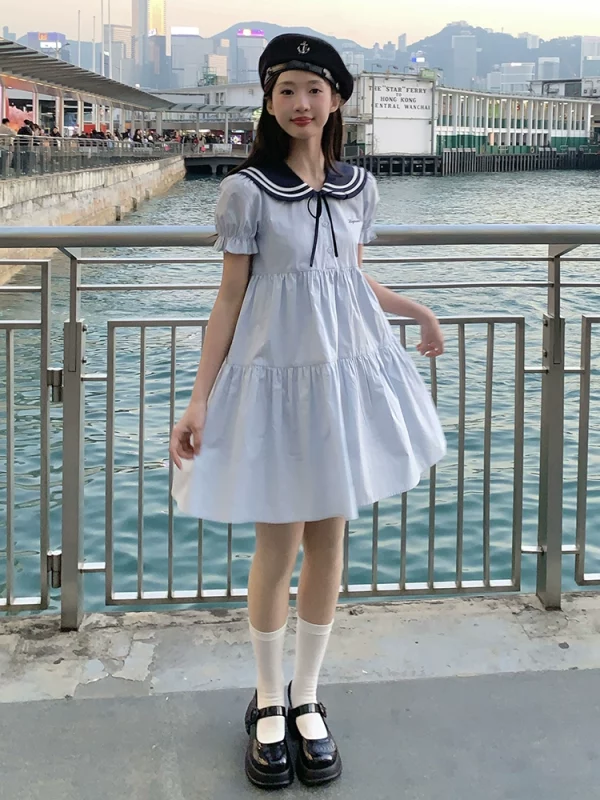 海盐芝士学院风海军领连衣裙学生初中生日系甜美初恋东京岁时记JK - 图片 4