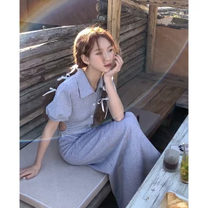 红人馆polo连衣裙女夏季2023新款设计感裙子法式气质显瘦短袖长裙