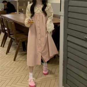 温柔长裙粉色背带裙女夏季2023新款小个子套装裙裙子吊带裙连衣裙