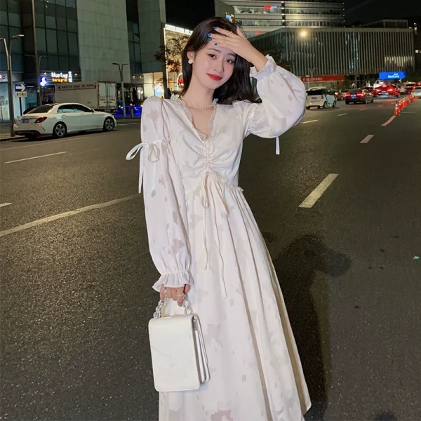 秋季法式超仙女长袖打底连衣裙女2024新款温柔气质甜美初恋长裙子 - 图片 3
