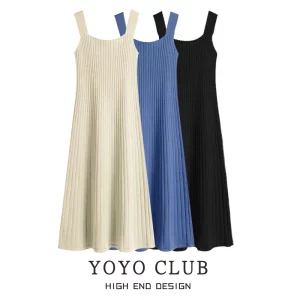 YOYO CLUB大码女装打底针织吊带连衣裙秋冬季新款微胖mm背心裙子