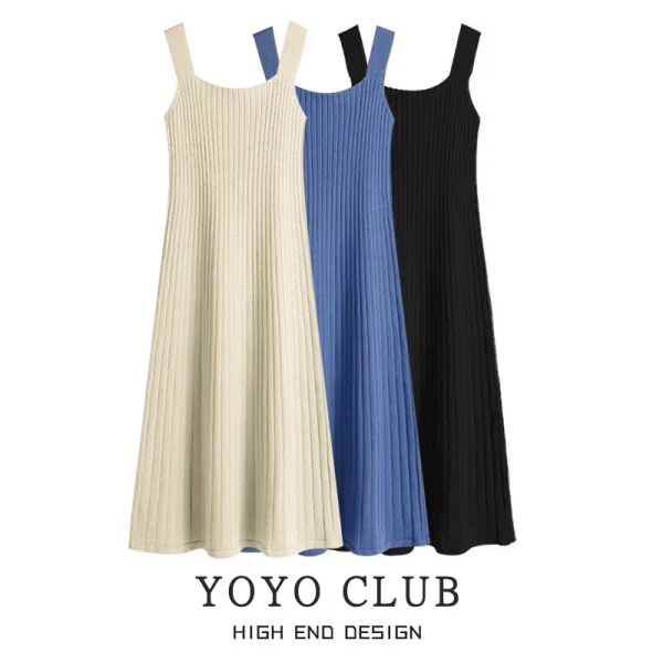 YOYO CLUB大码女装打底针织吊带连衣裙秋冬季新款微胖mm背心裙子