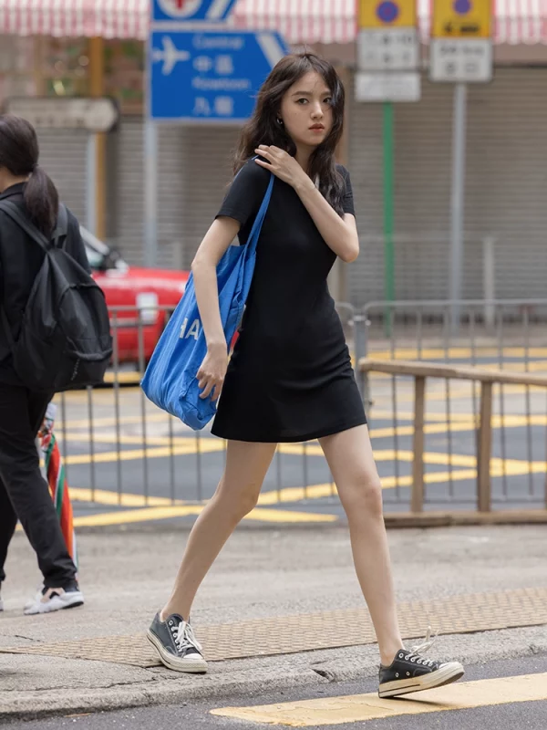 觅定学院风polo连衣裙女2023夏季新款高级感黑色小个子气质裙子 - 图片 5