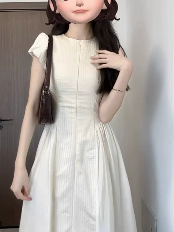 法式高端精致质感高级感收腰显瘦气质正式场合白色连衣裙子女夏季 - 图片 4