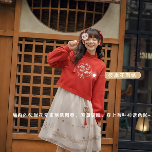 新年限量款！原创森女部落汉元素拜年服小个子套装内搭连衣裙秋冬 - 图片 4