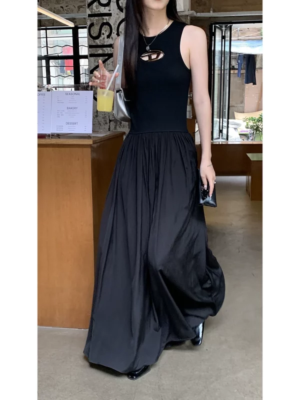 红人馆法式连衣裙女夏季2023新款黑色性感气质初恋长裙赫本风裙子 - 图片 2