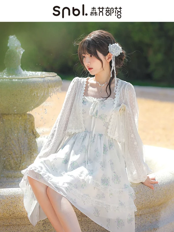 甜美仙气碎花连衣裙夏季吊带裙内搭裙雪纺飘逸裙子夏原创森女部落