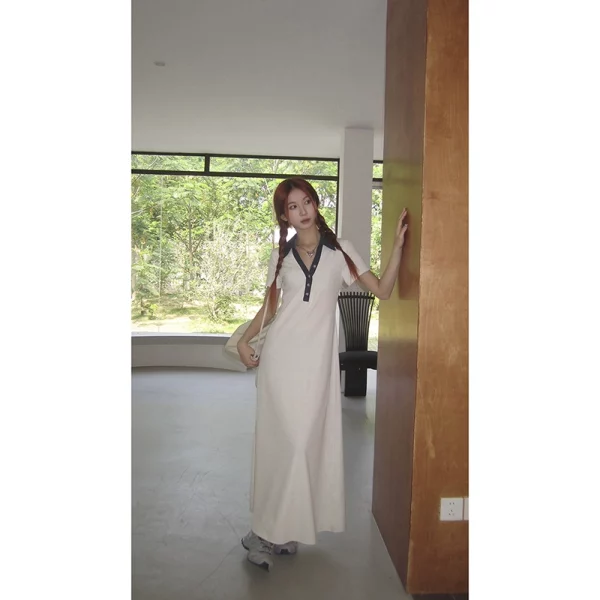 红人馆白色连衣裙女夏季2024新款法式长裙高级感小众显瘦初恋裙子 - 图片 3