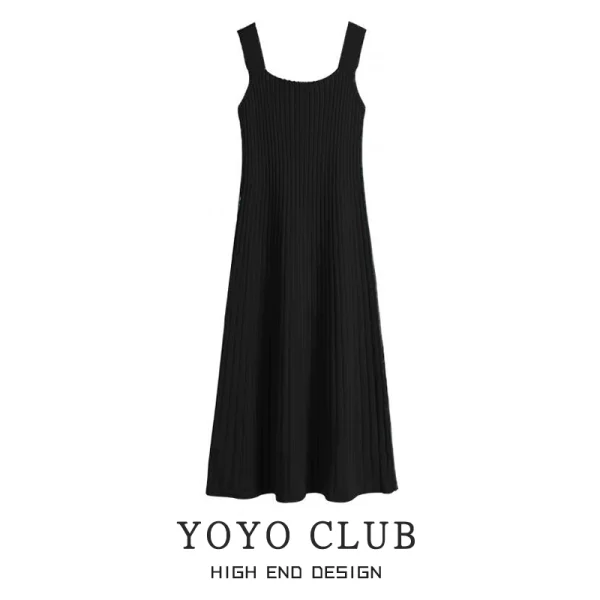 YOYO CLUB大码女装打底针织吊带连衣裙秋冬季新款微胖mm背心裙子 - 图片 4