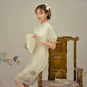 国家宝藏联名原创森女部落中国风年轻款少女旗袍改良版连衣裙夏季