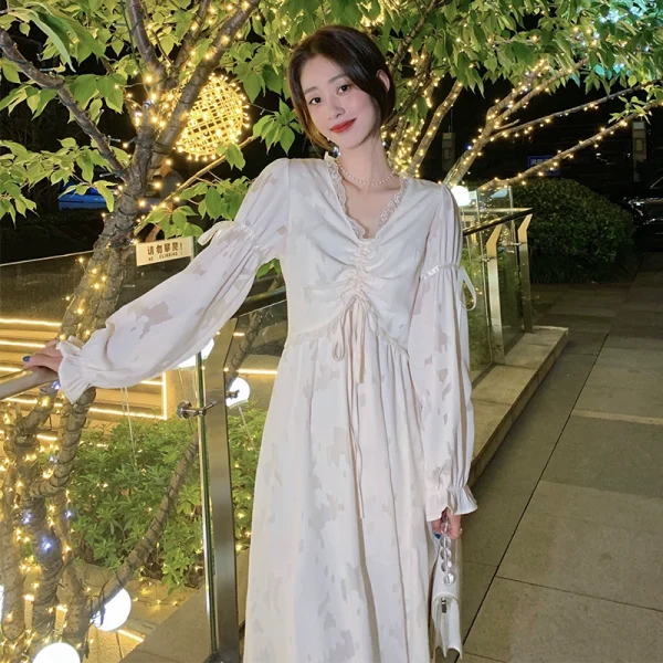 秋季法式超仙女长袖打底连衣裙女2024新款温柔气质甜美初恋长裙子 - 图片 2
