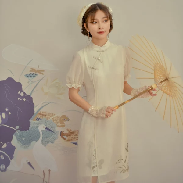 国家宝藏联名原创森女部落中国风年轻款少女旗袍改良版连衣裙夏季 - 图片 3