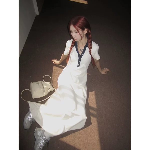 红人馆白色连衣裙女夏季2024新款法式长裙高级感小众显瘦初恋裙子 - 图片 2