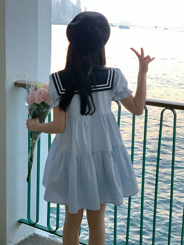 海盐芝士学院风海军领连衣裙学生初中生日系甜美初恋东京岁时记JK - 图片 2