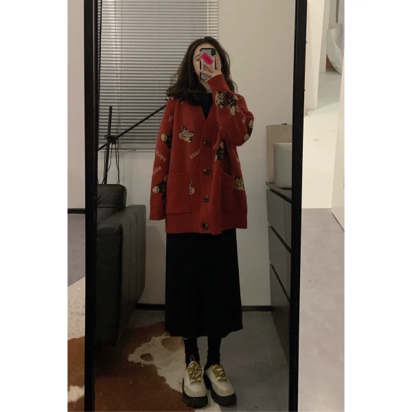 viiwen 纸片人拿捏住了 显瘦垂感圆领坑条针织毛衣连衣裙秋冬打底 - 图片 2