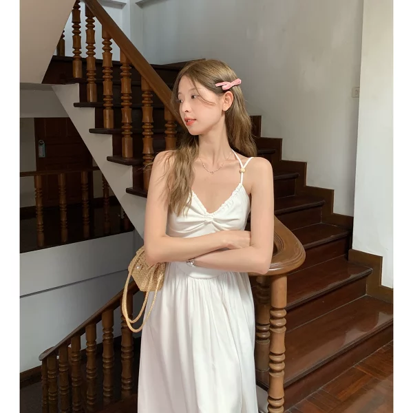 陆小团团泰式度假风吊带连衣裙2023年夏季新款辣妹小众别致裙子女 - 图片 3