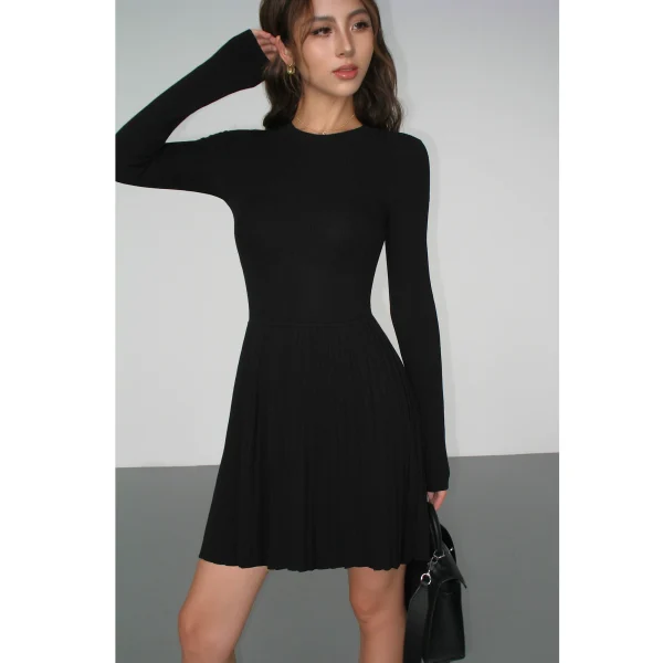 NEVAHU灰色针织背心连衣裙女夏季2024新款气质修身小个子百褶裙子 - 图片 5