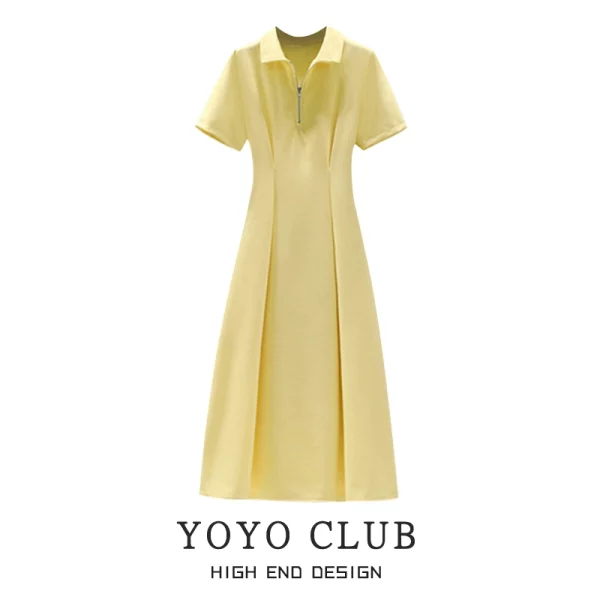 YOYO CLUB大码女装盐系穿搭轻熟连衣裙夏胖mm显瘦长款遮肉polo裙 - 图片 4