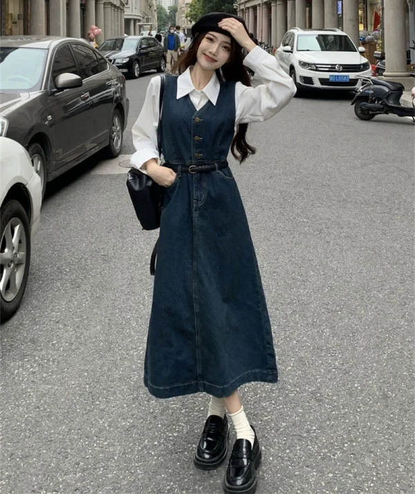 牛仔吊带连衣裙女2023年春夏新款小个子减龄收腰显瘦背心长裙子潮