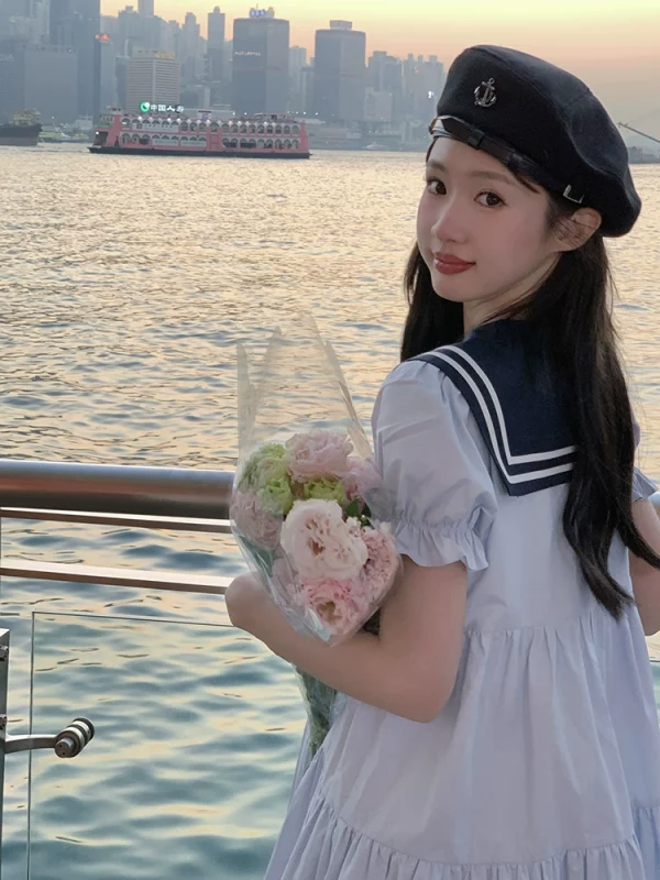 海盐芝士学院风海军领连衣裙学生初中生日系甜美初恋东京岁时记JK - 图片 5