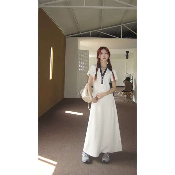 红人馆白色连衣裙女夏季2024新款法式长裙高级感小众显瘦初恋裙子