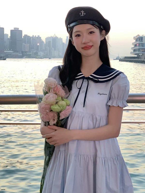 海盐芝士学院风海军领连衣裙学生初中生日系甜美初恋东京岁时记JK - 图片 3