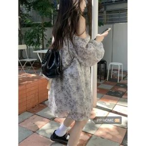 PPHOME恋恋花仙子～甜美小清新碎花裙露肩防晒长袖显瘦宽松连衣裙
