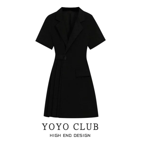 YOYO CLUB大码女装高级质感白色西装连衣裙夏季气质御姐轻熟短裙 - 图片 4