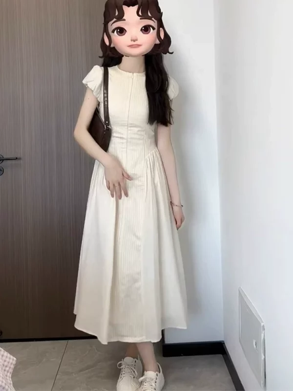 法式高端精致质感高级感收腰显瘦气质正式场合白色连衣裙子女夏季 - 图片 5