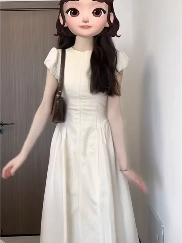法式高端精致质感高级感收腰显瘦气质正式场合白色连衣裙子女夏季 - 图片 3