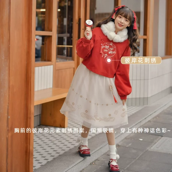 新年限量款！原创森女部落汉元素拜年服小个子套装内搭连衣裙秋冬 - 图片 3