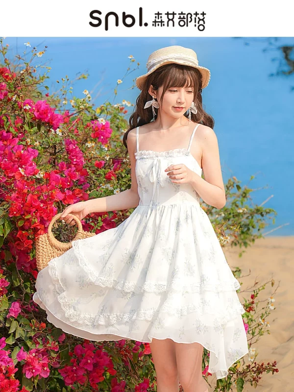 甜美仙气碎花连衣裙夏季吊带裙内搭裙雪纺飘逸裙子夏原创森女部落 - 图片 4