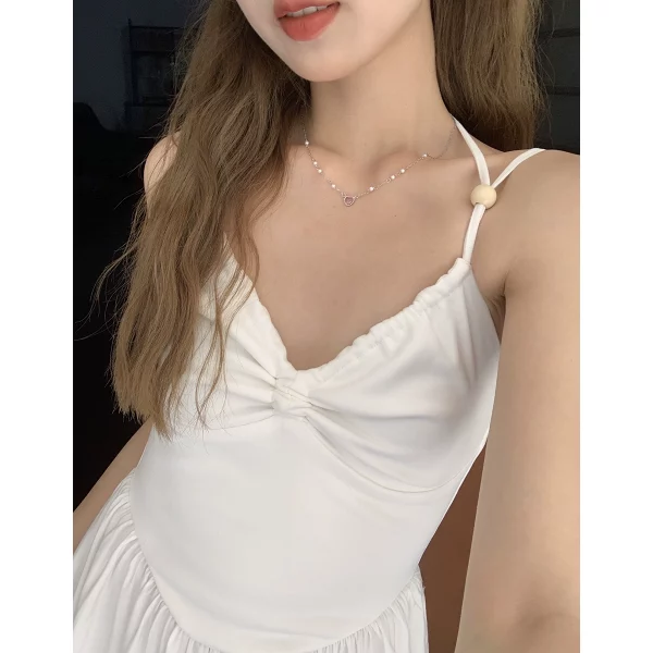 陆小团团泰式度假风吊带连衣裙2023年夏季新款辣妹小众别致裙子女 - 图片 4