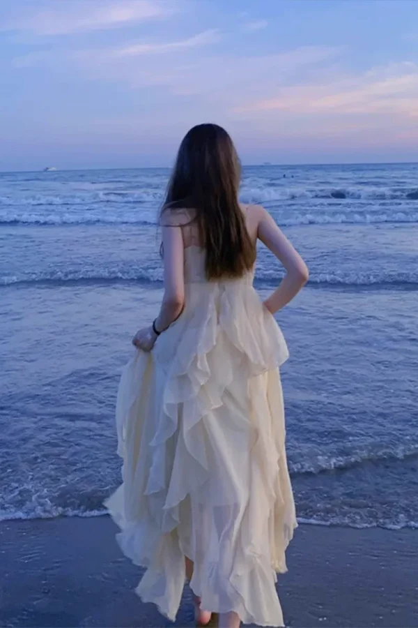 三亚旅游穿搭法式沙滩裙女海边度假裙子超仙气质长款吊带连衣裙夏 - 图片 6