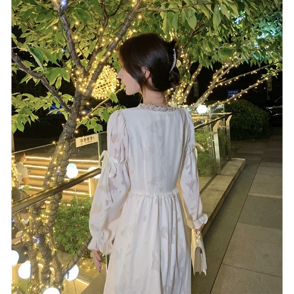 秋季法式超仙女长袖打底连衣裙女2024新款温柔气质甜美初恋长裙子 - 图片 4
