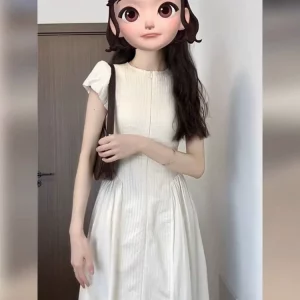 法式高端精致质感高级感收腰显瘦气质正式场合白色连衣裙子女夏季