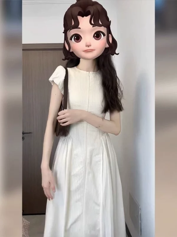 法式高端精致质感高级感收腰显瘦气质正式场合白色连衣裙子女夏季